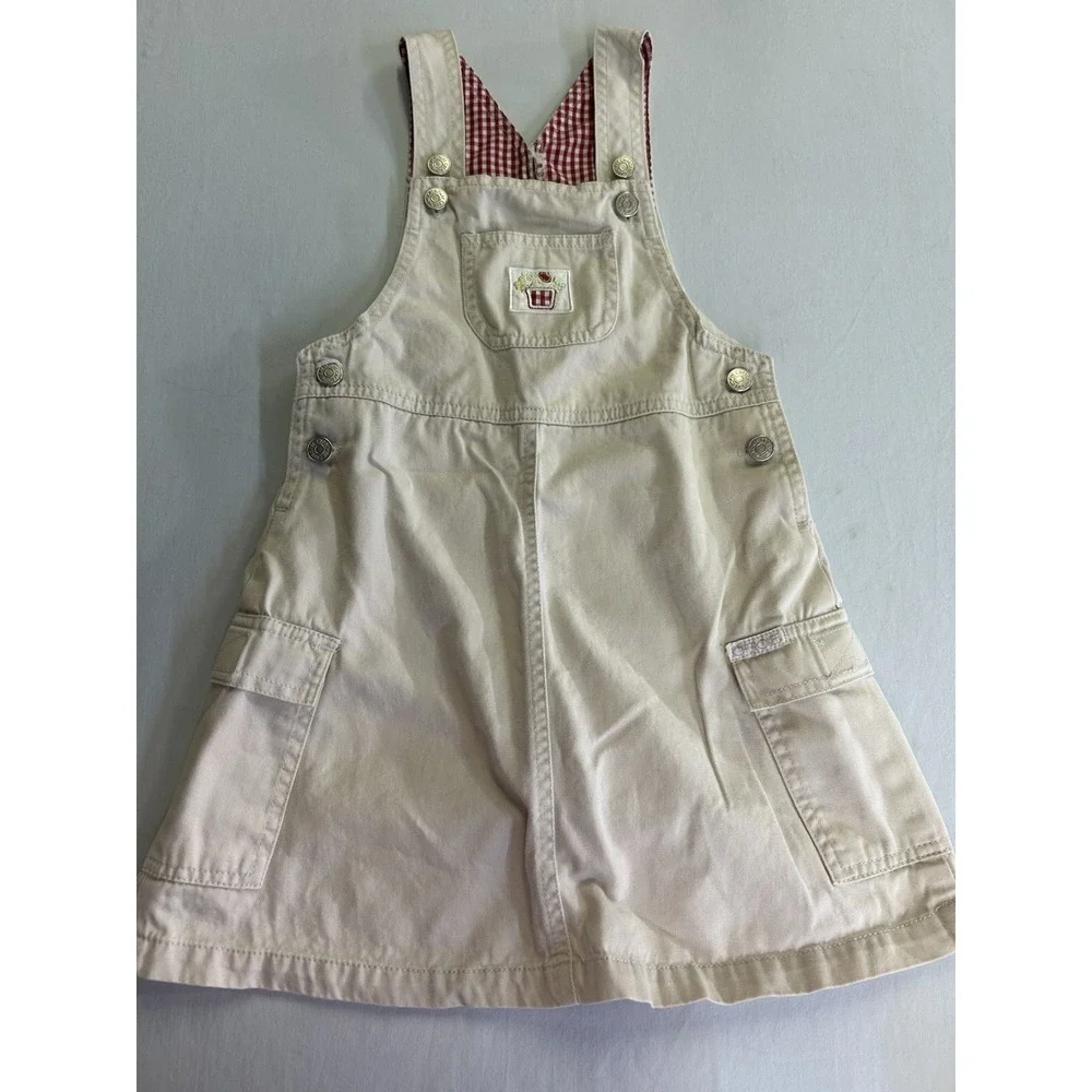 Vintage Y2K Cherokee Girls Overall Jumper Dress Ivory Cargo Size Girls 5T